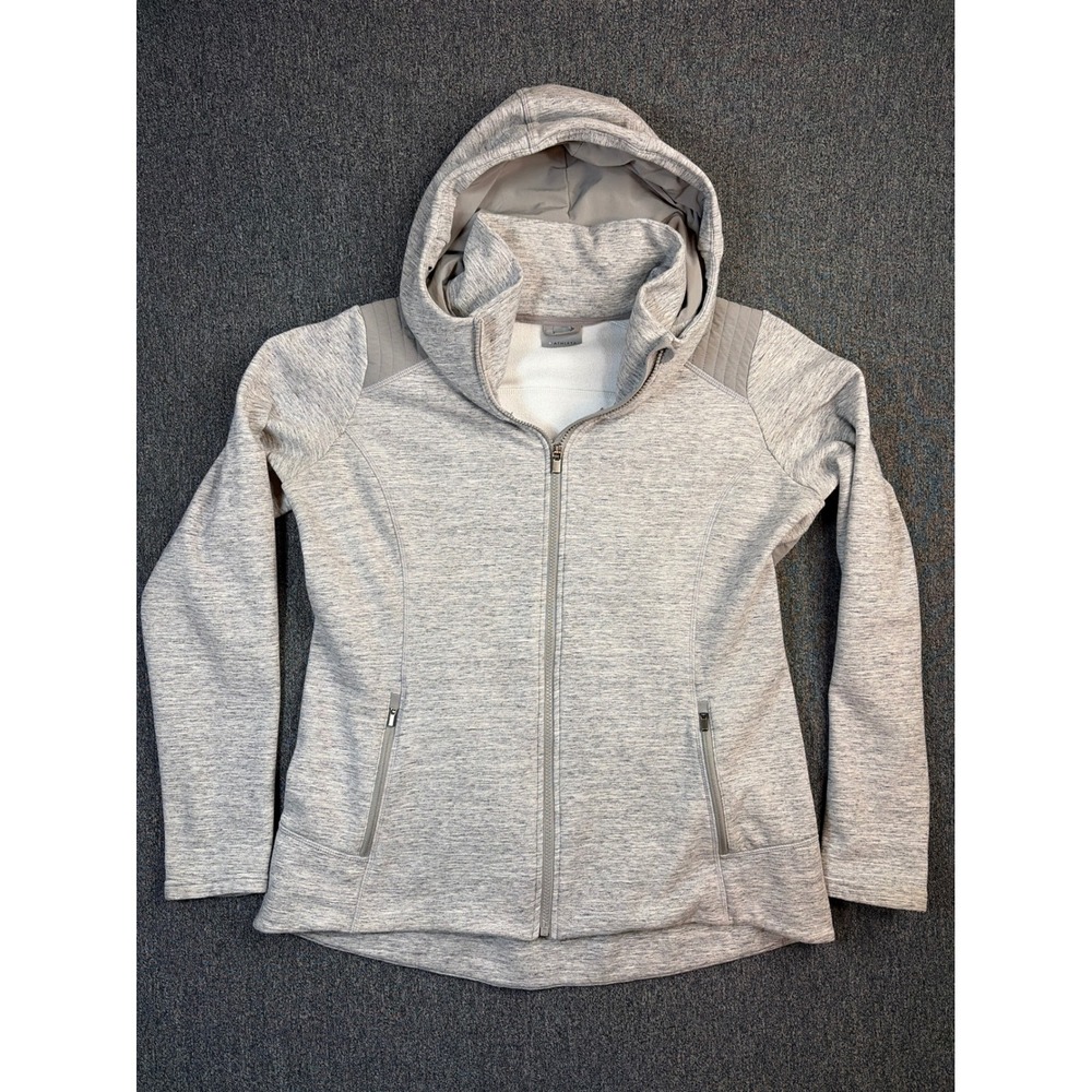 Athleta Jacket Womens Small Gray Hooded Full Zip Fleece Lined Activewear